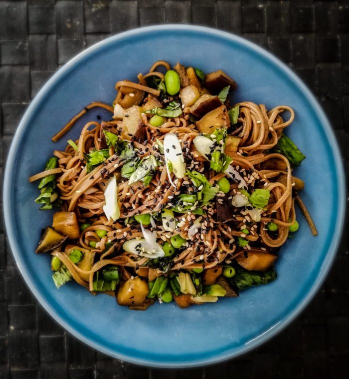 Stir-Fried Noodles with Aubergines and Basil