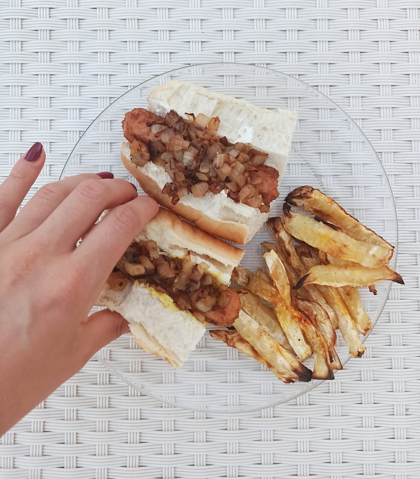 American-style hot dogs with celery root fries