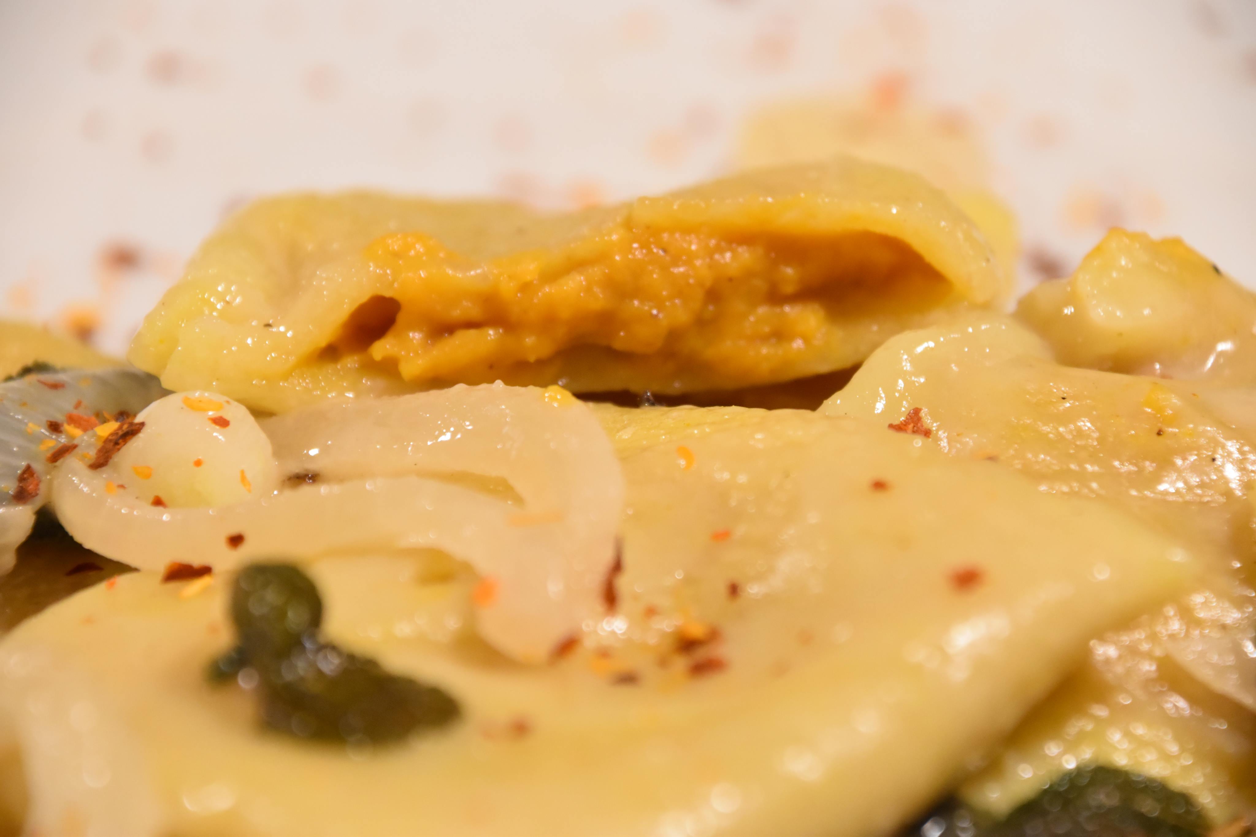 ravioli filled with butternut squash  ready