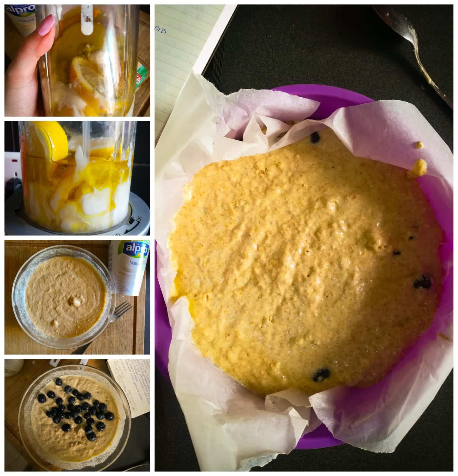 ramona debono making Lemon Blueberry Yoghurt Blender Cake