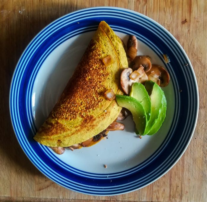 Mushroom Stuffed Chickpea Omelette