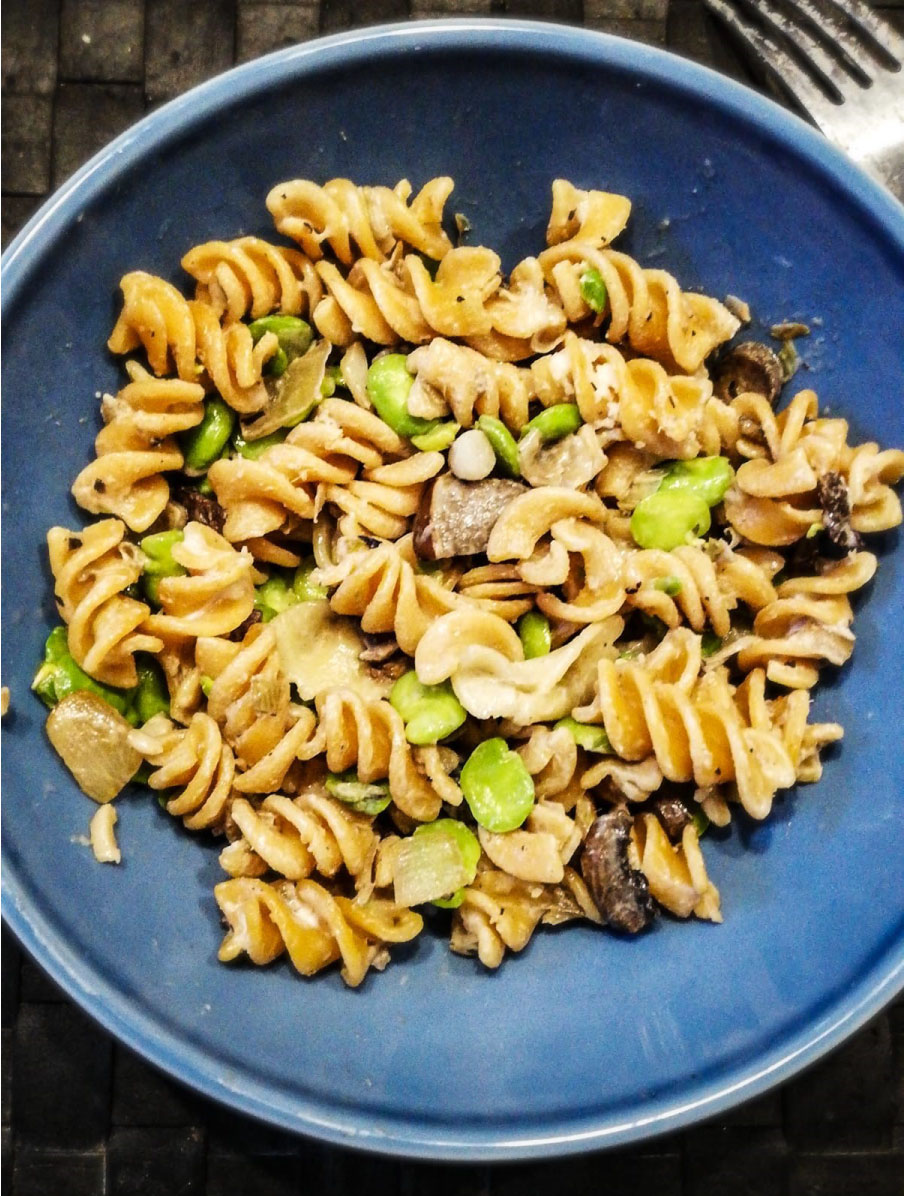 ramona-debono-Seasonal-Fava-Bean-and-Mushroom-Pasta-veggymalta-vegan-food