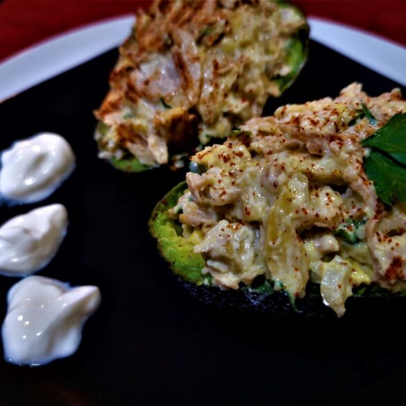 meat free chicken stuffed avocado