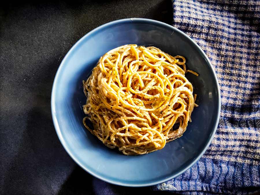 Vegan Pasta Carbonara - Veggy Malta